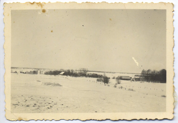 Digiani farm buildings with snow